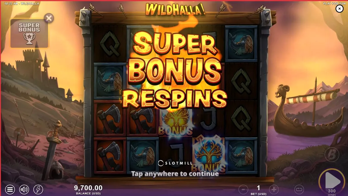 Interface de jogo do slot Wildhalla com temática nórdica e vikings.